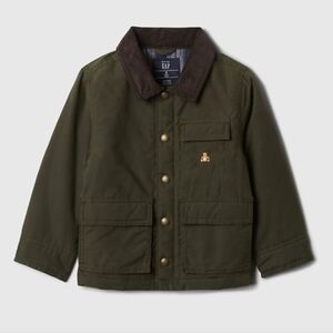 Baby Gap Green Toddler Waxed Utility Barn Jacket With Cordoroy Collar